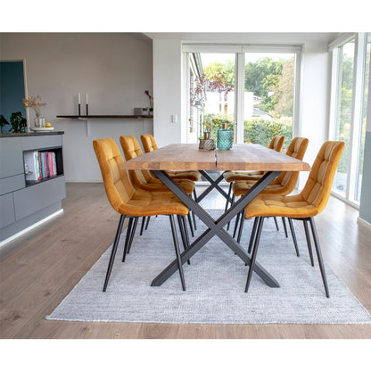 Middelfart Dining Chair - Esszimmerstuhl, Samt, Senfgelb, schwarze Beine HN1004 (2er Set)