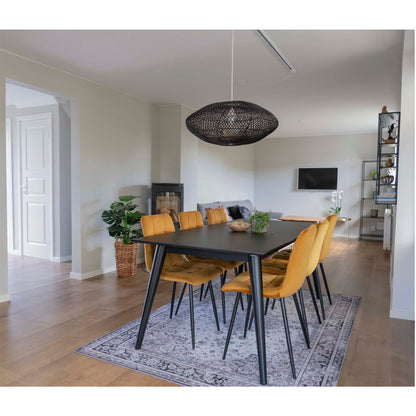 Middelfart Dining Chair - Esszimmerstuhl, Samt, Senfgelb, schwarze Beine HN1004 (2er Set)