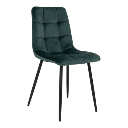 MIDDELFART DINING CHAIR VELVET DONKERGROEN | ZWARTE POTEN (SET VAN 2)