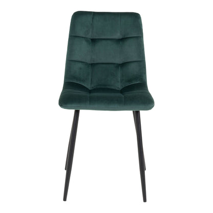 MIDDELFART DINING CHAIR VELVET DONKERGROEN | ZWARTE POTEN (SET VAN 2)