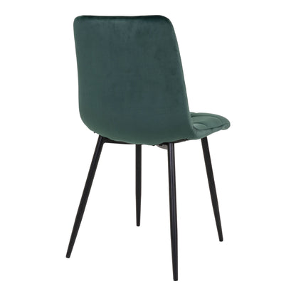 MIDDELFART DINING CHAIR VELVET DONKERGROEN | ZWARTE POTEN (SET VAN 2)