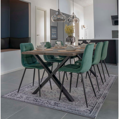 MIDDELFART DINING CHAIR VELVET DONKERGROEN | ZWARTE POTEN (SET VAN 2)