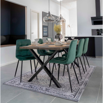 MIDDELFART DINING CHAIR VELVET DONKERGROEN | ZWARTE POTEN (SET VAN 2)