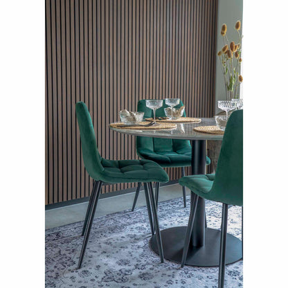 MIDDELFART DINING CHAIR VELVET DONKERGROEN | ZWARTE POTEN (SET VAN 2)