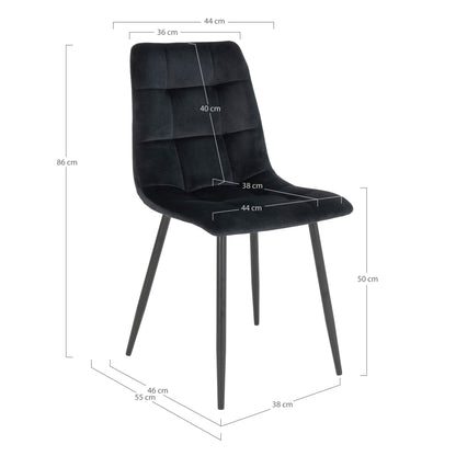 Middelfart Dining Chair - Esszimmerstuhl, Samt, schwarz, schwarze Beine HN1207 (2er-Set)