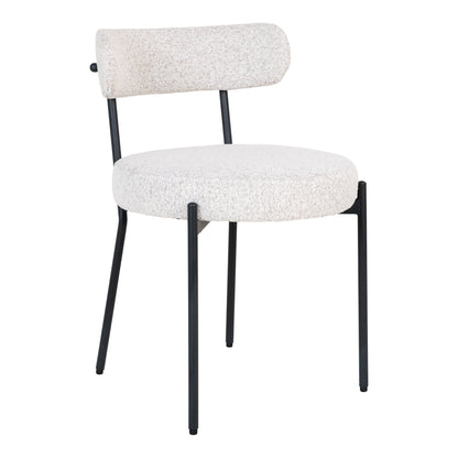 BADALONA DINING CHAIR BOUCLÉ WIT | ZWARTE POTEN (SET VAN 2)