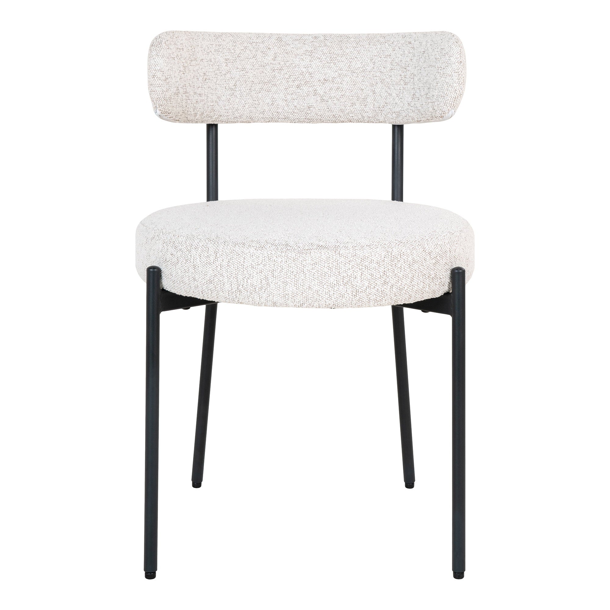 BADALONA DINING CHAIR BOUCLÉ WIT | ZWARTE POTEN (SET VAN 2)