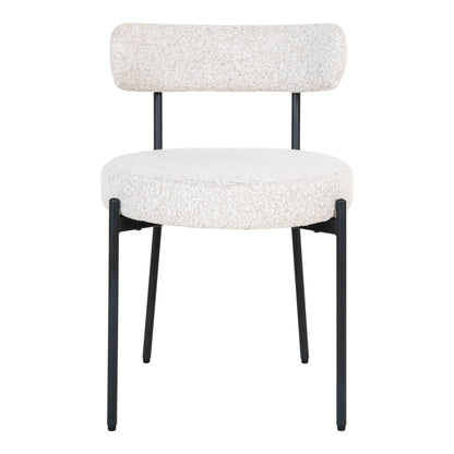 BADALONA DINING CHAIR BOUCLÉ WIT | ZWARTE POTEN (SET VAN 2)