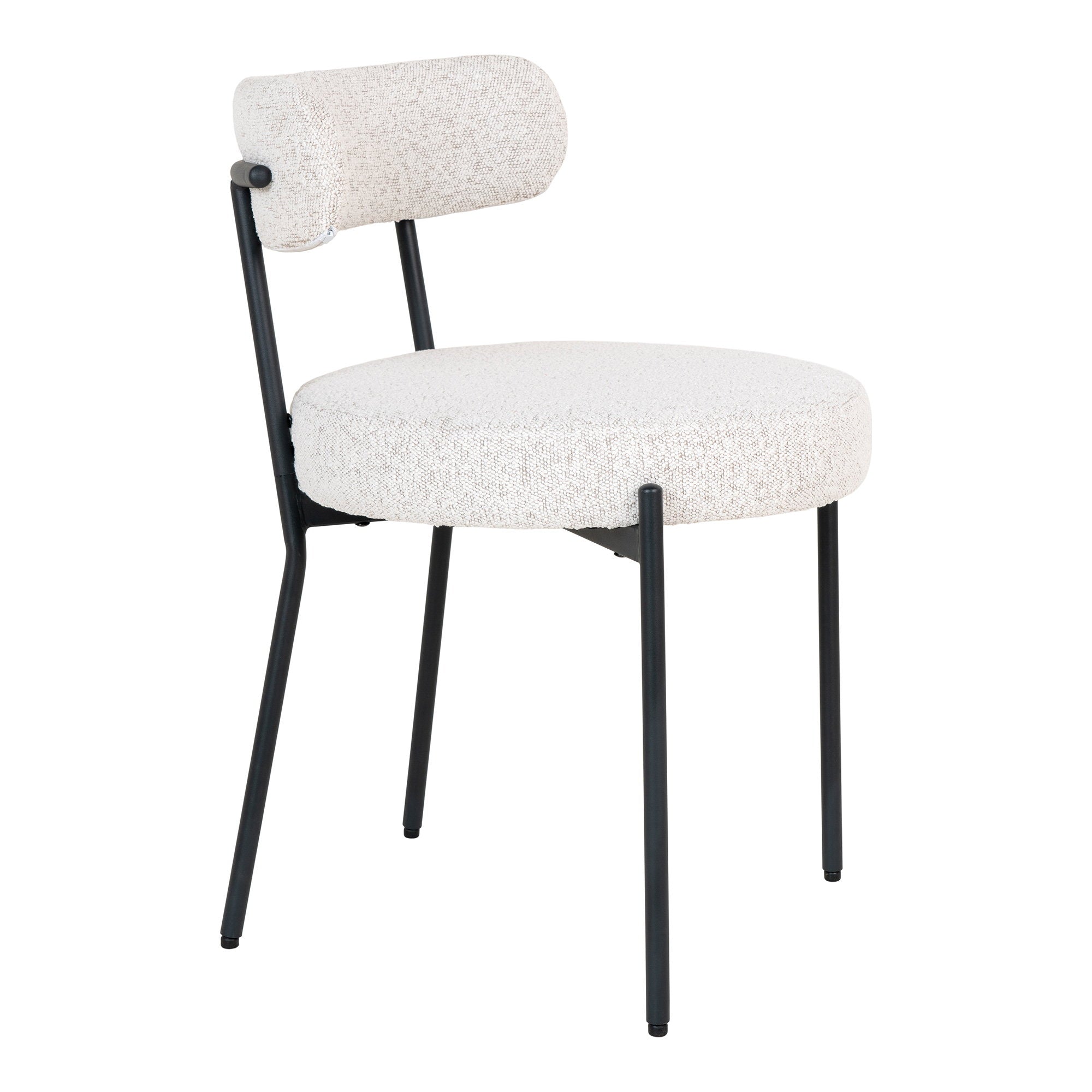 BADALONA DINING CHAIR BOUCLÉ WIT | ZWARTE POTEN (SET VAN 2)