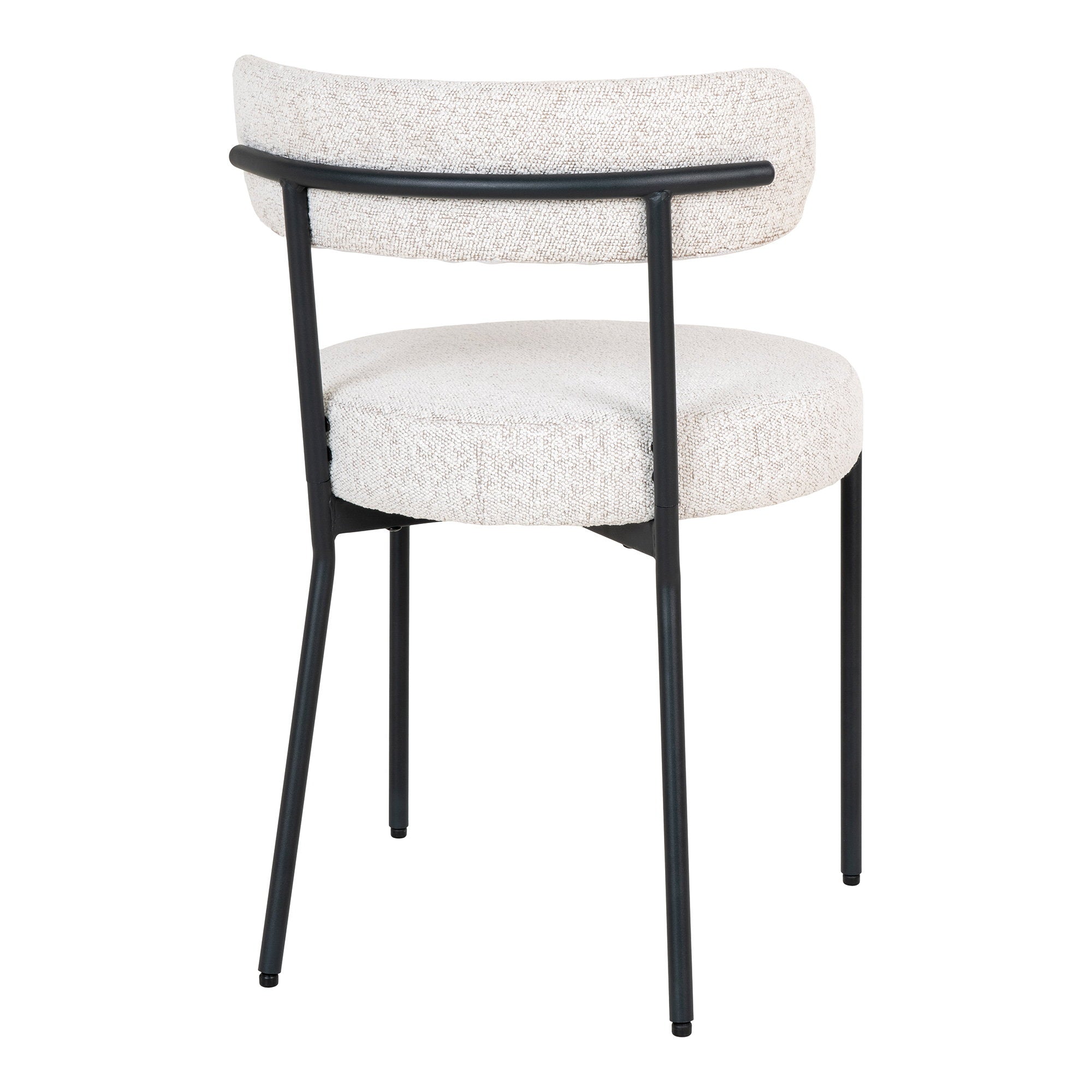 BADALONA DINING CHAIR BOUCLÉ WIT | ZWARTE POTEN (SET VAN 2)