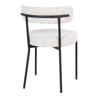BADALONA DINING CHAIR BOUCLÉ WIT | ZWARTE POTEN (SET VAN 2)