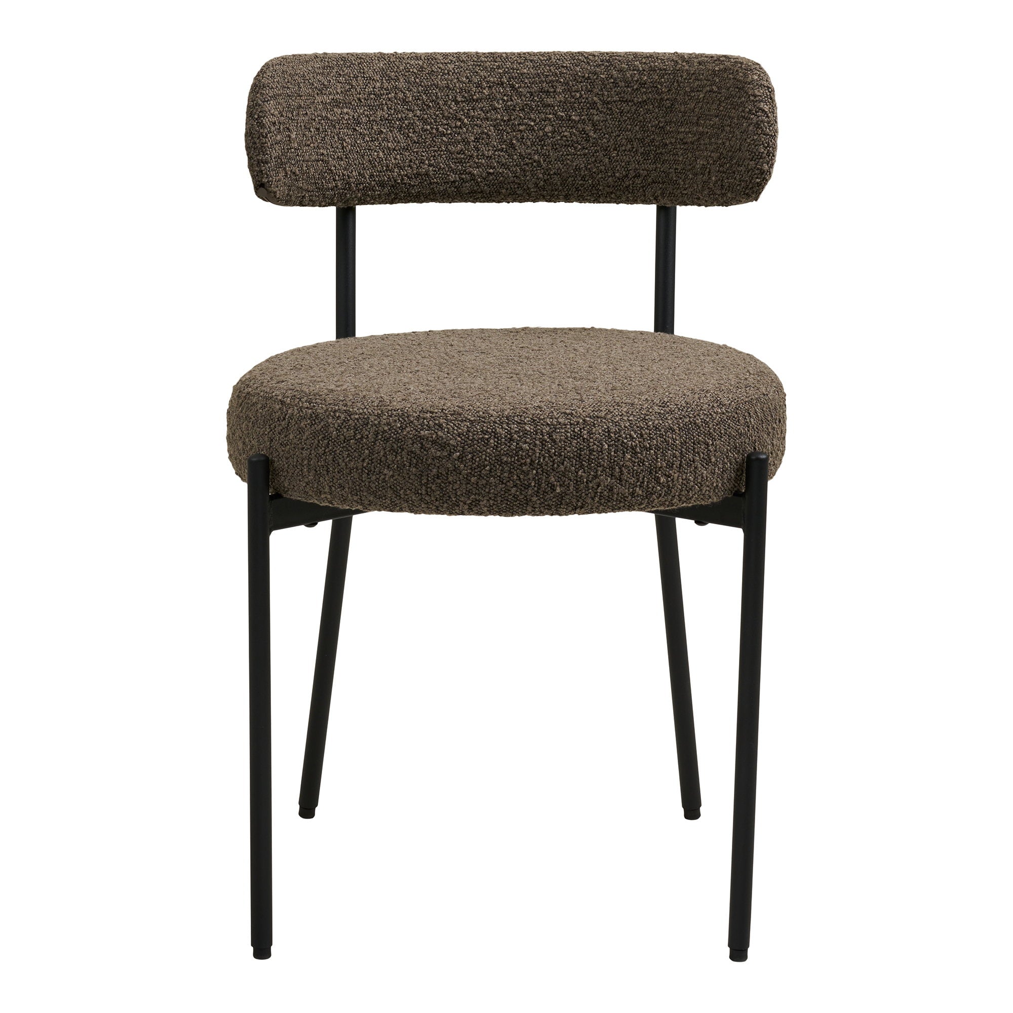 BADALONA ESSZIMMERSTUHL BOUCLÉ BRAUN | SCHWARZE BEINE (2ER-SET)
