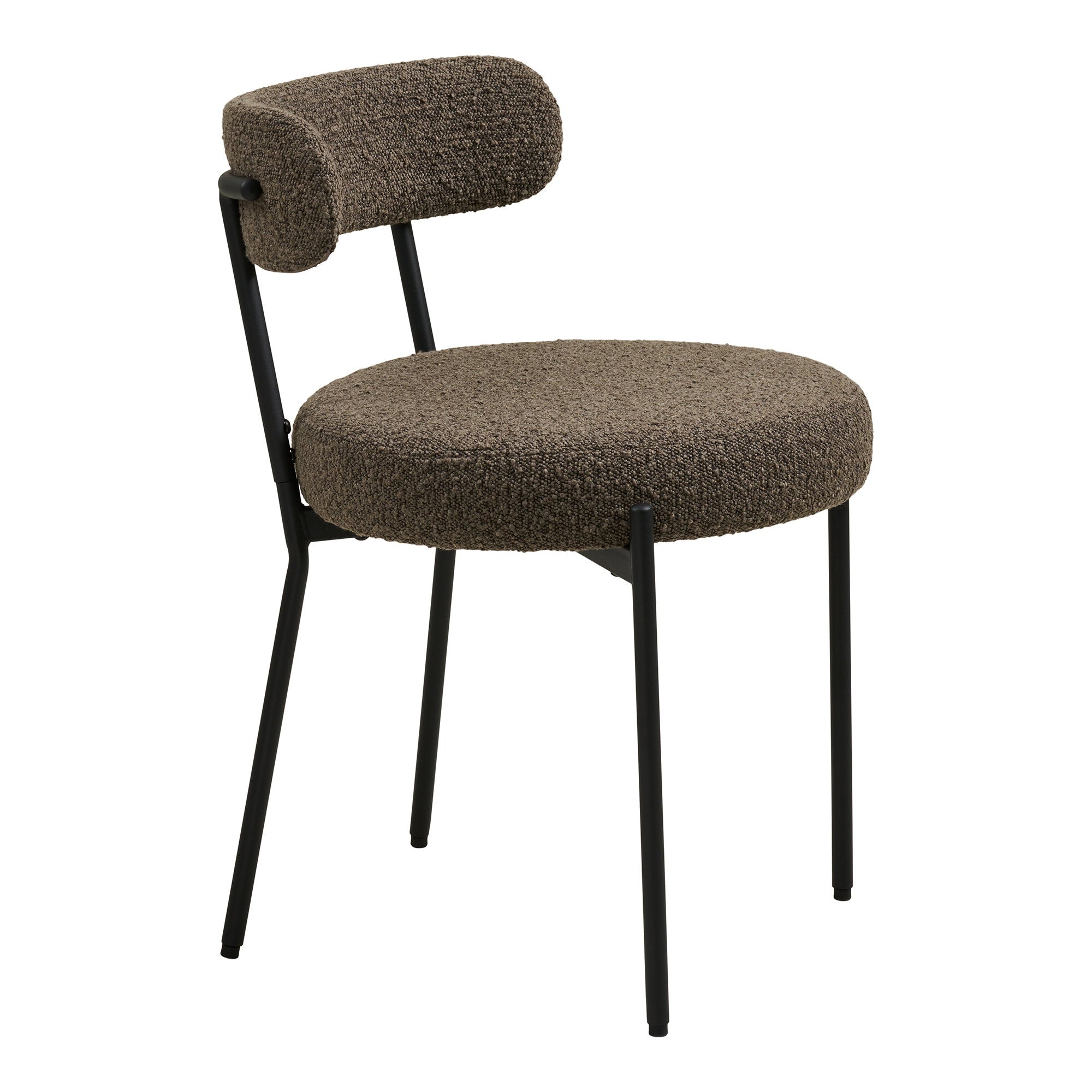 BADALONA ESSZIMMERSTUHL BOUCLÉ BRAUN | SCHWARZE BEINE (2ER-SET)