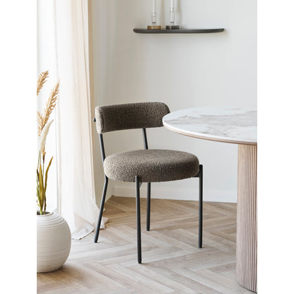 BADALONA ESSZIMMERSTUHL BOUCLÉ BRAUN | SCHWARZE BEINE (2ER-SET)