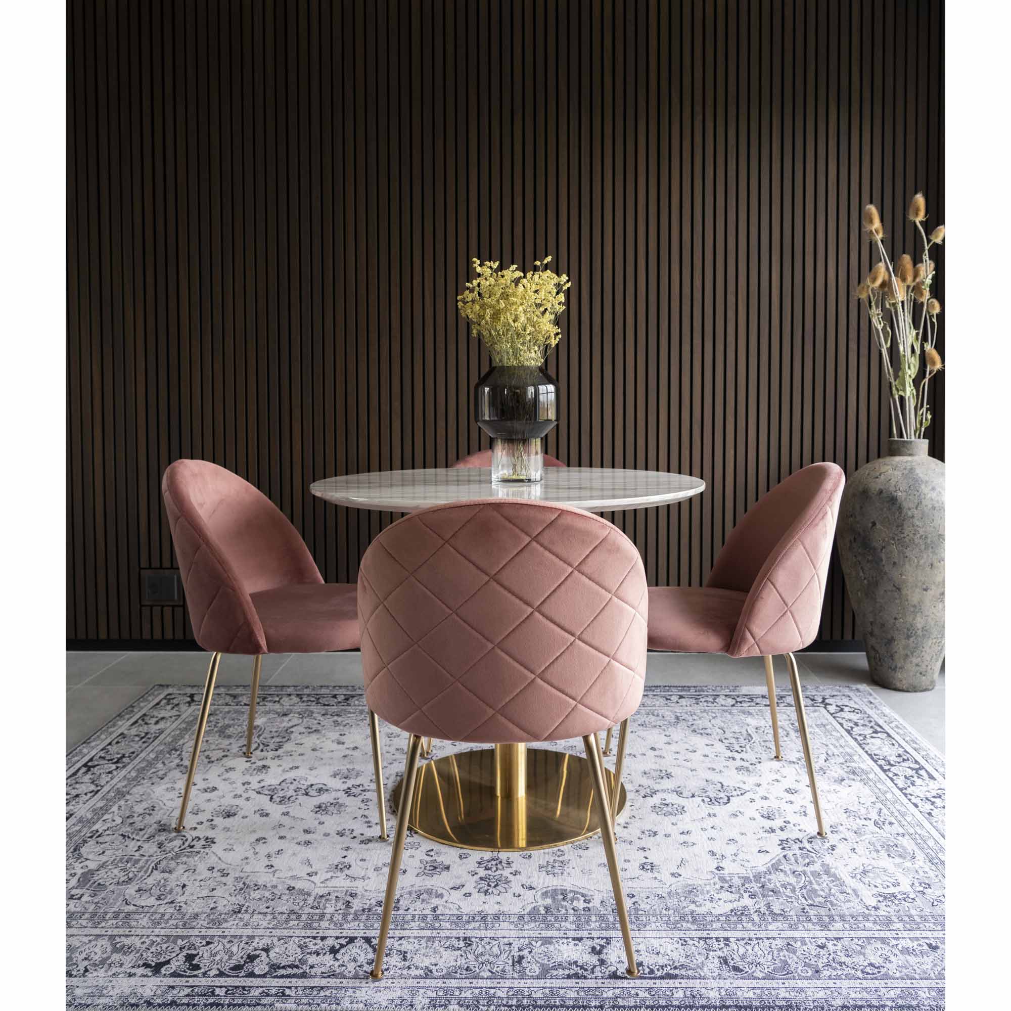 GENEVE DINING CHAIR VELVET ROZE | MESSING LOOK POTEN (SET VAN 2)