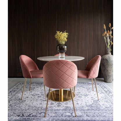 GENEVE DINING CHAIR VELVET ROZE | MESSING LOOK POTEN (SET VAN 2)