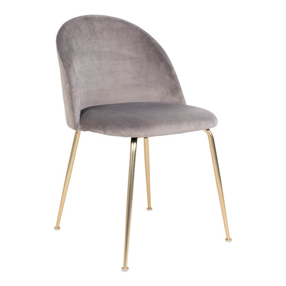 GENEVE DINING CHAIR VELVET GRIJS | MESSING LOOK POTEN (SET VAN 2)