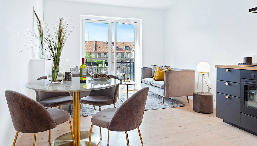 GENEVE DINING CHAIR VELVET GRIJS | MESSING LOOK POTEN (SET VAN 2)