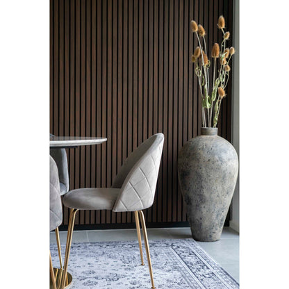 GENEVE DINING CHAIR VELVET GRIJS | MESSING LOOK POTEN (SET VAN 2)