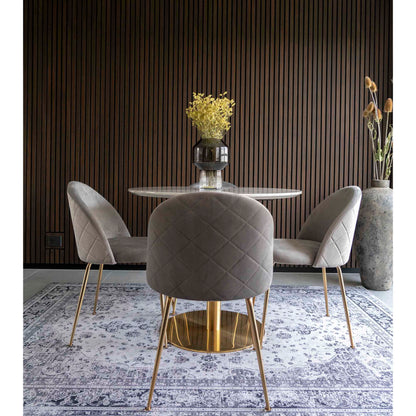 GENEVE DINING CHAIR VELVET GRIJS | MESSING LOOK POTEN (SET VAN 2)