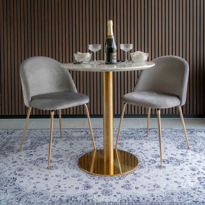 GENEVE DINING CHAIR VELVET GRIJS | MESSING LOOK POTEN (SET VAN 2)