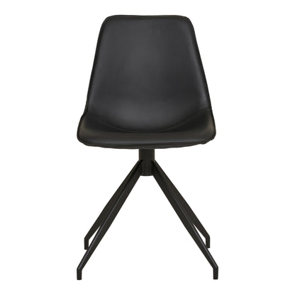 MONACO DINING CHAIR DRAAIBAAR PU ZWART | ZWARTE POTEN (SET VAN 2)