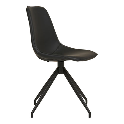MONACO DINING CHAIR DRAAIBAAR PU ZWART | ZWARTE POTEN (SET VAN 2)