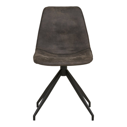 MONACO DINING CHAIR DRAAIBAAR MICROFIBER GRIJS | ZWARTE POTEN (SET VAN 2)
