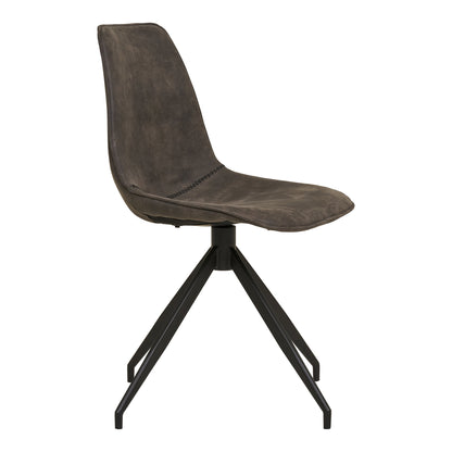 MONACO DINING CHAIR DRAAIBAAR MICROFIBER GRIJS | ZWARTE POTEN (SET VAN 2)