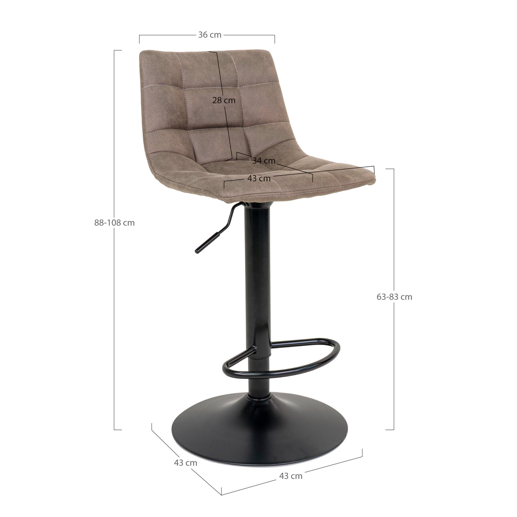 Middelfart Bar Chair - Bar Chair, microfiber, light brown, black legs HN1281 (set of 2)