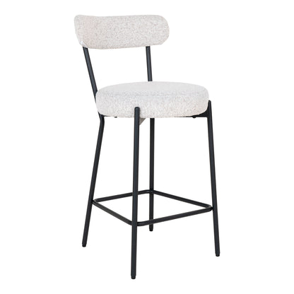 BADALONA COUNTER CHAIR BOUCLÉ WEISS | SCHWARZE BEINE