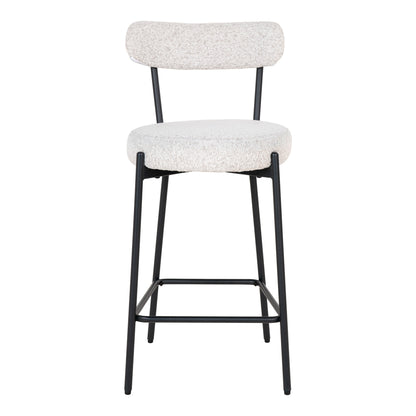 BADALONA COUNTER CHAIR BOUCLÉ WEISS | SCHWARZE BEINE