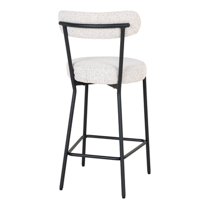 BADALONA COUNTER CHAIR BOUCLÉ WEISS | SCHWARZE BEINE