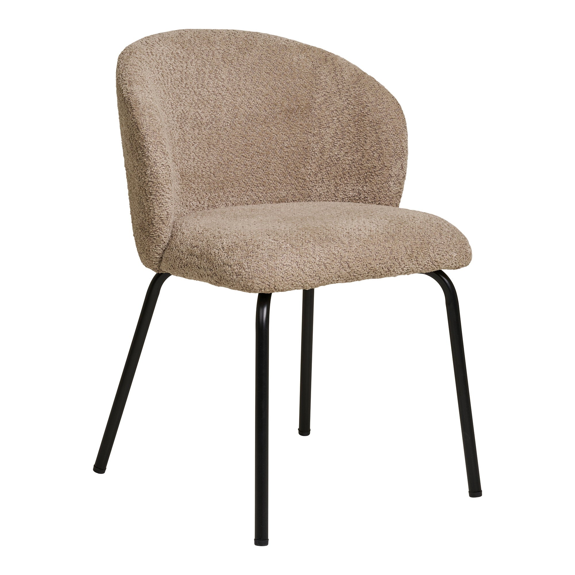 SAFIRA ESSTISCHSTUHL BOUCLÉ BEIGE | SCHWARZE BEINE (2ER-SET)