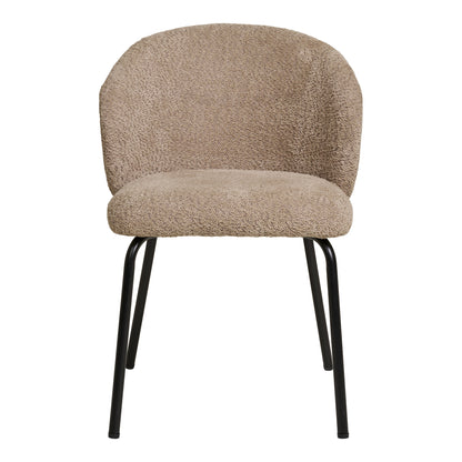 SAFIRA ESSTISCHSTUHL BOUCLÉ BEIGE | SCHWARZE BEINE (2ER-SET)