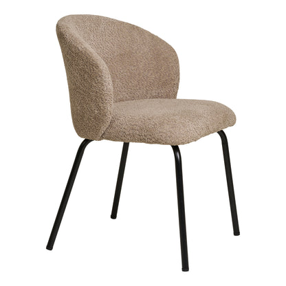 SAFIRA ESSTISCHSTUHL BOUCLÉ BEIGE | SCHWARZE BEINE (2ER-SET)