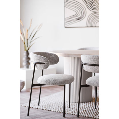 Mira Dining Chair - Dining Chair, bouclé, sand, black legs HN1267 (set of 2)