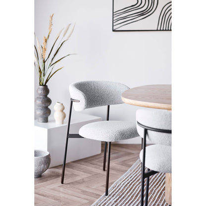 Mira Dining Chair - Dining Chair, bouclé, sand, black legs HN1267 (set of 2)