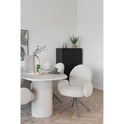 LANA ESSZIMMERSTUHL DREHBAR BOUCLÉ SAND | GRAUE BEINE