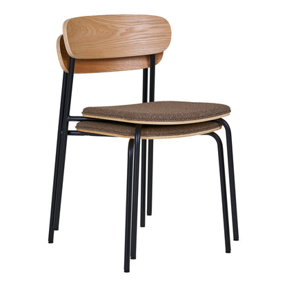 ESTEPONA DINING CHAIR HOLZ UND BRAUN | SCHWARZE BEINE (2ER-SET)