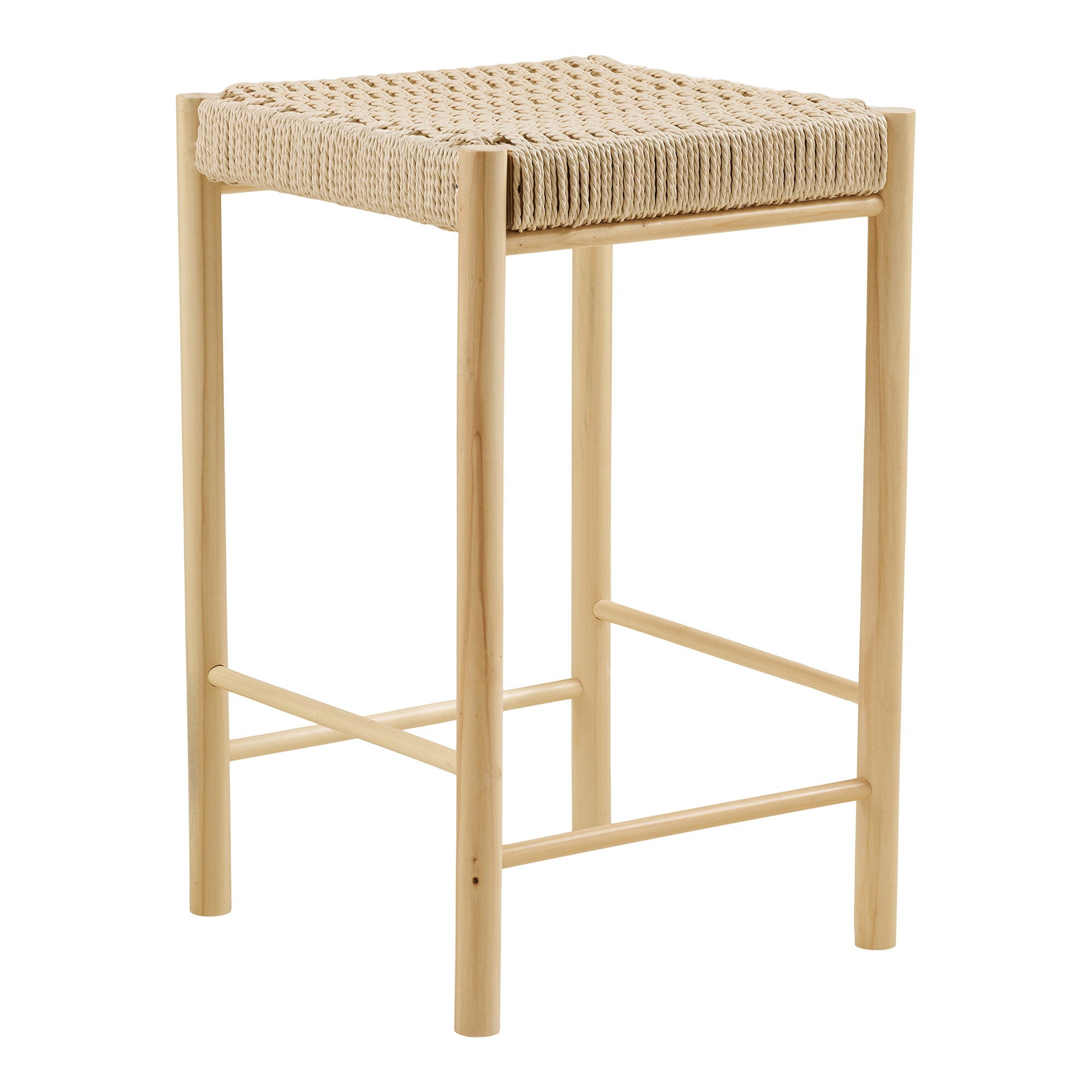 Abano Counter Chair - Counter Chair mit naturbelassener Rattan-Sitzfläche, Pappelholz, natur