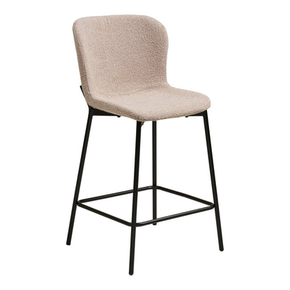 MACEDA COUNTER CHAIR BOUCLÉ BEIGE | ZWARTE POTEN (SET VAN 2)