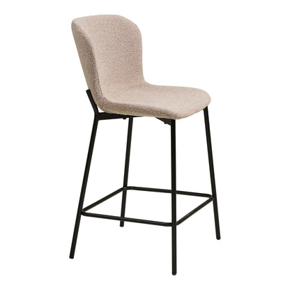 MACEDA COUNTER CHAIR BOUCLÉ BEIGE | ZWARTE POTEN (SET VAN 2)