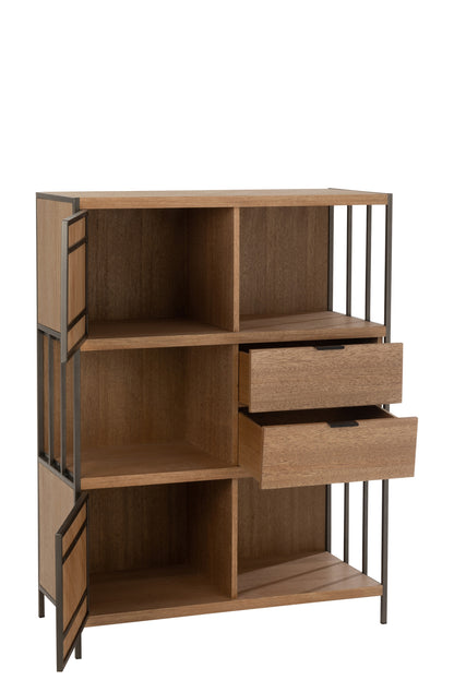 Closet Different Compartments Wood/Metal Natural