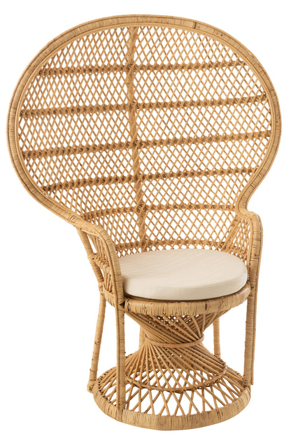 Chair Peacock With Cushion Rattan Natural