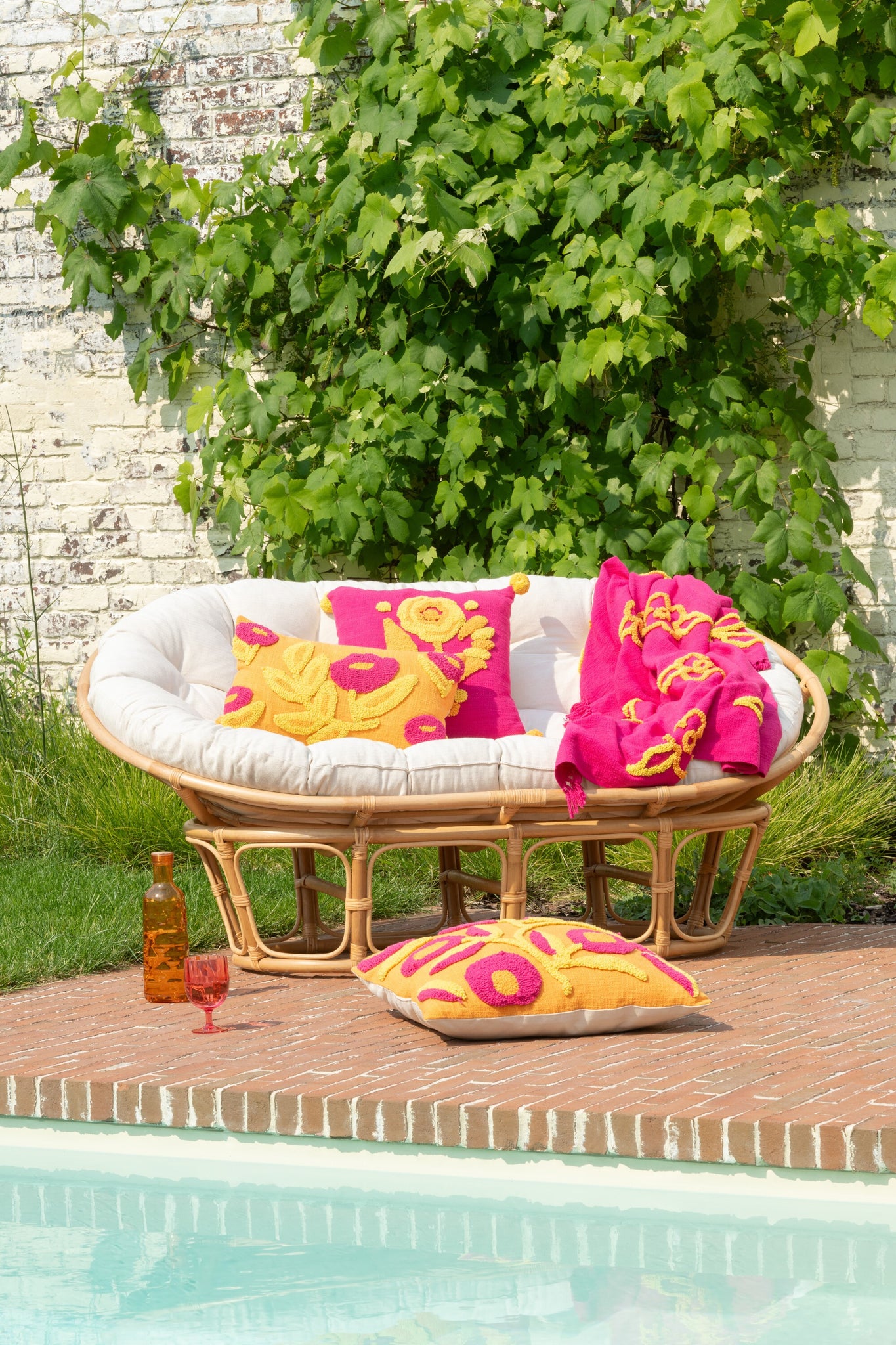Seat Roni With Cushion Rattan Natural/White