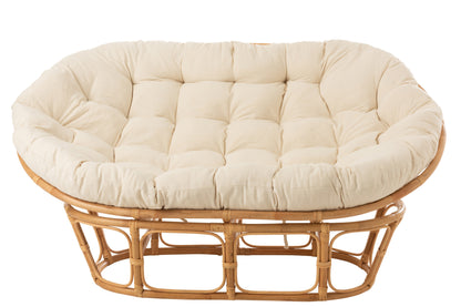 Seat Roni With Cushion Rattan Natural/White