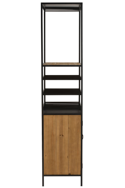 Cabinet For Wine Bottles+Glasses Metal/Wood Natural