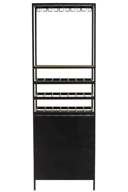 Cabinet For Wine Bottles+Glasses Metal/Wood Natural