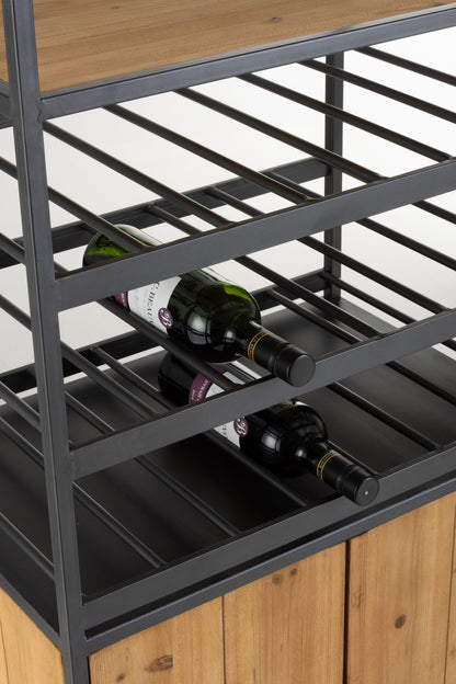 Cabinet For Wine Bottles+Glasses Metal/Wood Natural